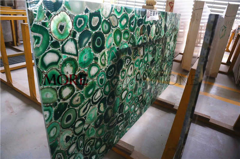 Interior Wall Decor Translucent Green Agate Stone Slab