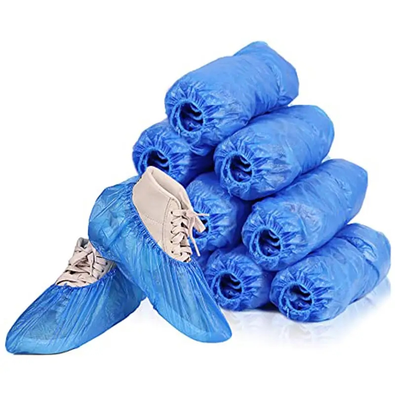 Protective Waterproof Plastic PE Nonwoven Anti Slip Blue Disposable Shoe Cover