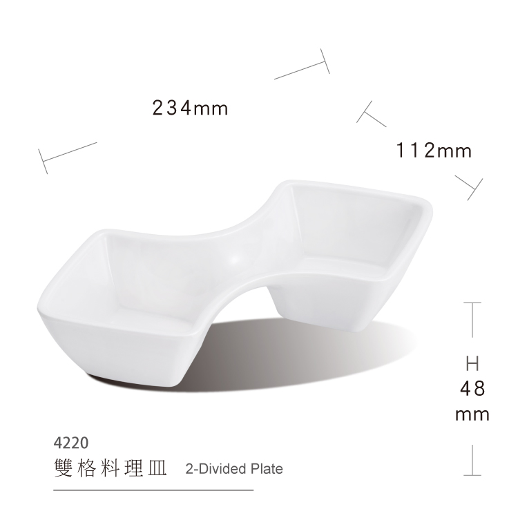Square Plate Melamine Cutlery 2-Divided Plate Snack Plate