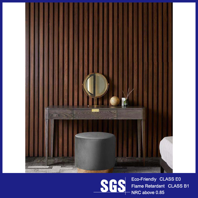 Polyester Acoustic Fire Retardant MDF Wood Veneer Slat Panel for Decoration