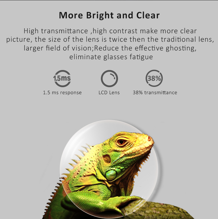 3D Active Shutter Glasses DLP-Link 96Hz/144Hz USB Rechargeable Home Theater Blue for Ben Q