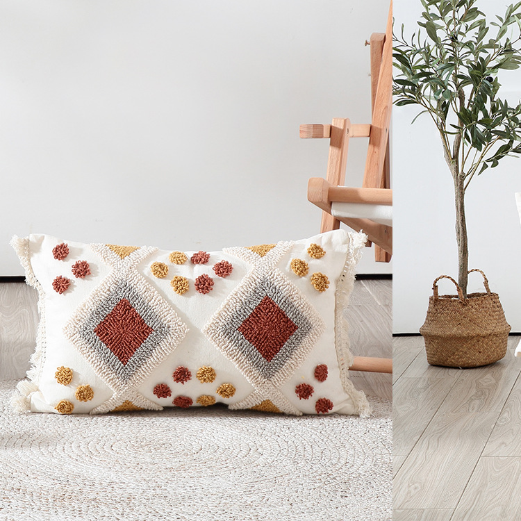 Luxury Tufted Linen Cushion Cover with Tassel for Home Styling