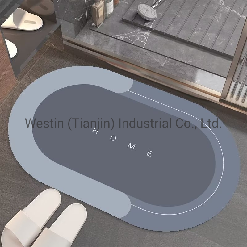 Oval Retangle Washable Anti-Slip Tub Bathroom Rugs Mat Water Absorption Rubber Floor Mat Bath Mat