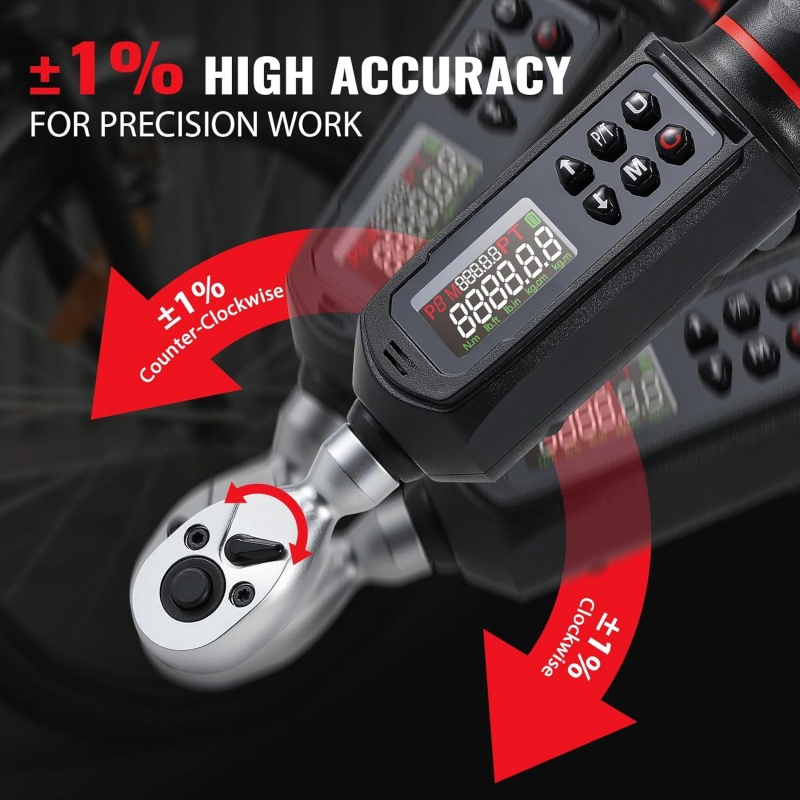 Electronic Digital Torque Wrench 1/2", 5.1-340nmwith LED Display (48161234)