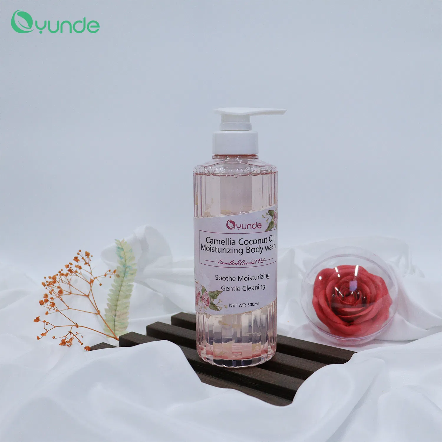 Hot Sale Refreshing Hydrating Coconut Oil Amino Acid Flower Petal Shower Gel