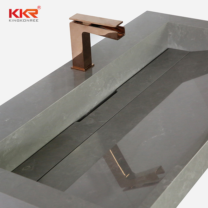 New Design Marble Grey Wall Hung Wash Basin Stone Bathroom Sink