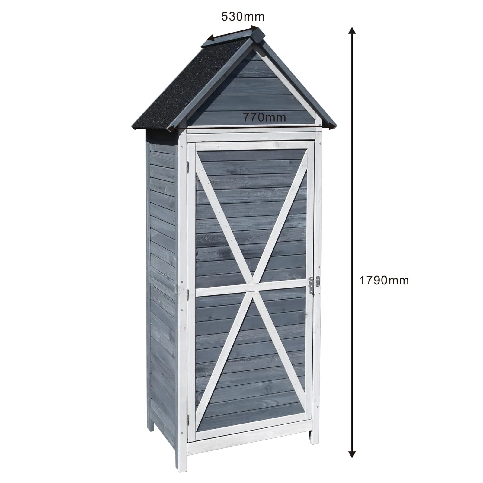 Garden Storage Cabinet in Grey Wood, 77 X 53 X 179 Cm