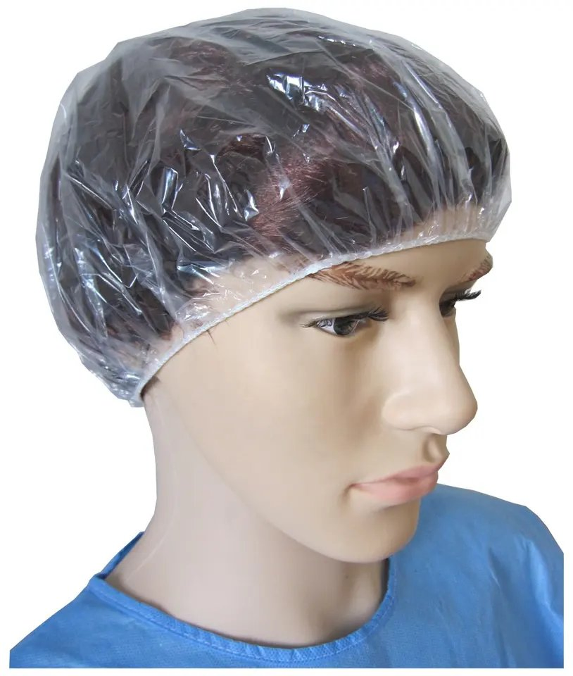 Waterproof Eco Friendly Disposable Shower Cap Plastic Caps for SPA Hotel and Hair Salon