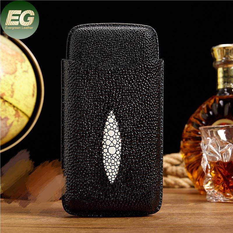 Ea454 Personalize Accessorie Stingray Leather Cigar Box for Men Wholesale Custom Portable Travel Storage Mini Luxury Cigars Case