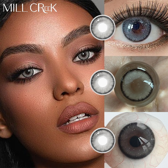 Millcreek OEM Ksseye Meetone Aurora Circle Natural Looking Eye Contacts Lenses Cosmetic Color Contact Lens for Big Eyes Celine Grey Elf Brown