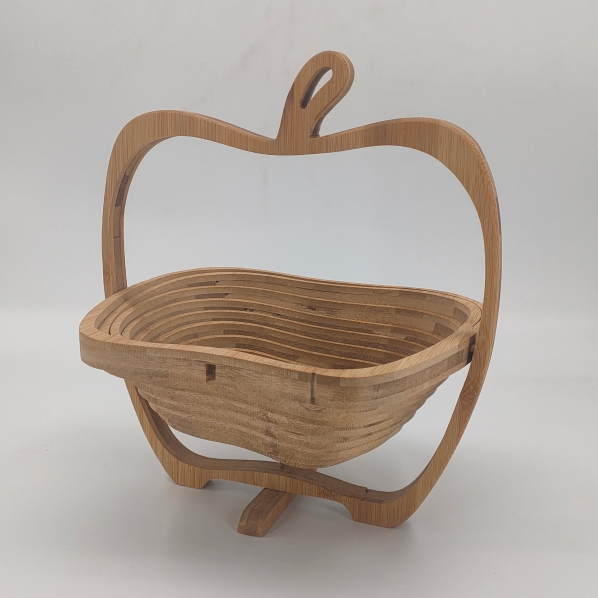 Foldable Bamboo Apple Shape Multifunction Dried Fruit Basket
