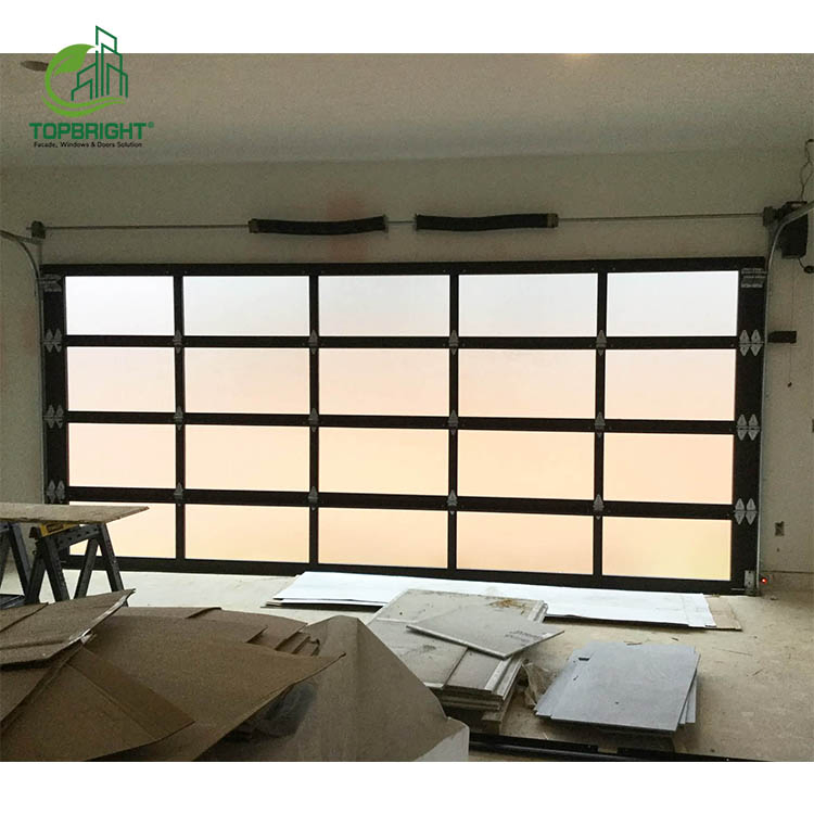 Factory Custom Villa Design Automatic Tempered Frosted Aluminum Glass Garage Doors for Homes