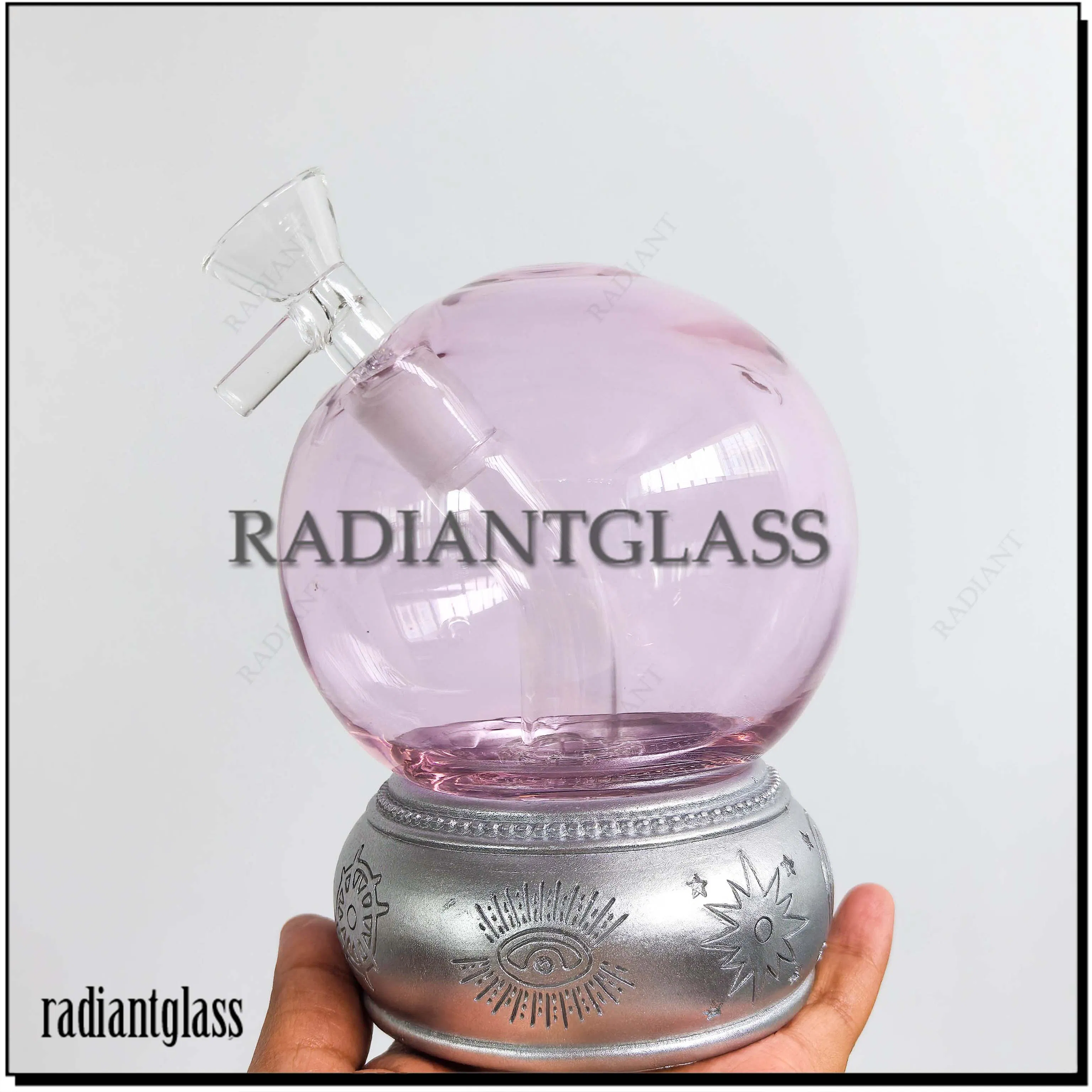 Purple Pink Crystal Ball Glass Water Pipe Moon and Stars Base Good Quality Wholesale Glass Smoking Pipe with Fast Shipping