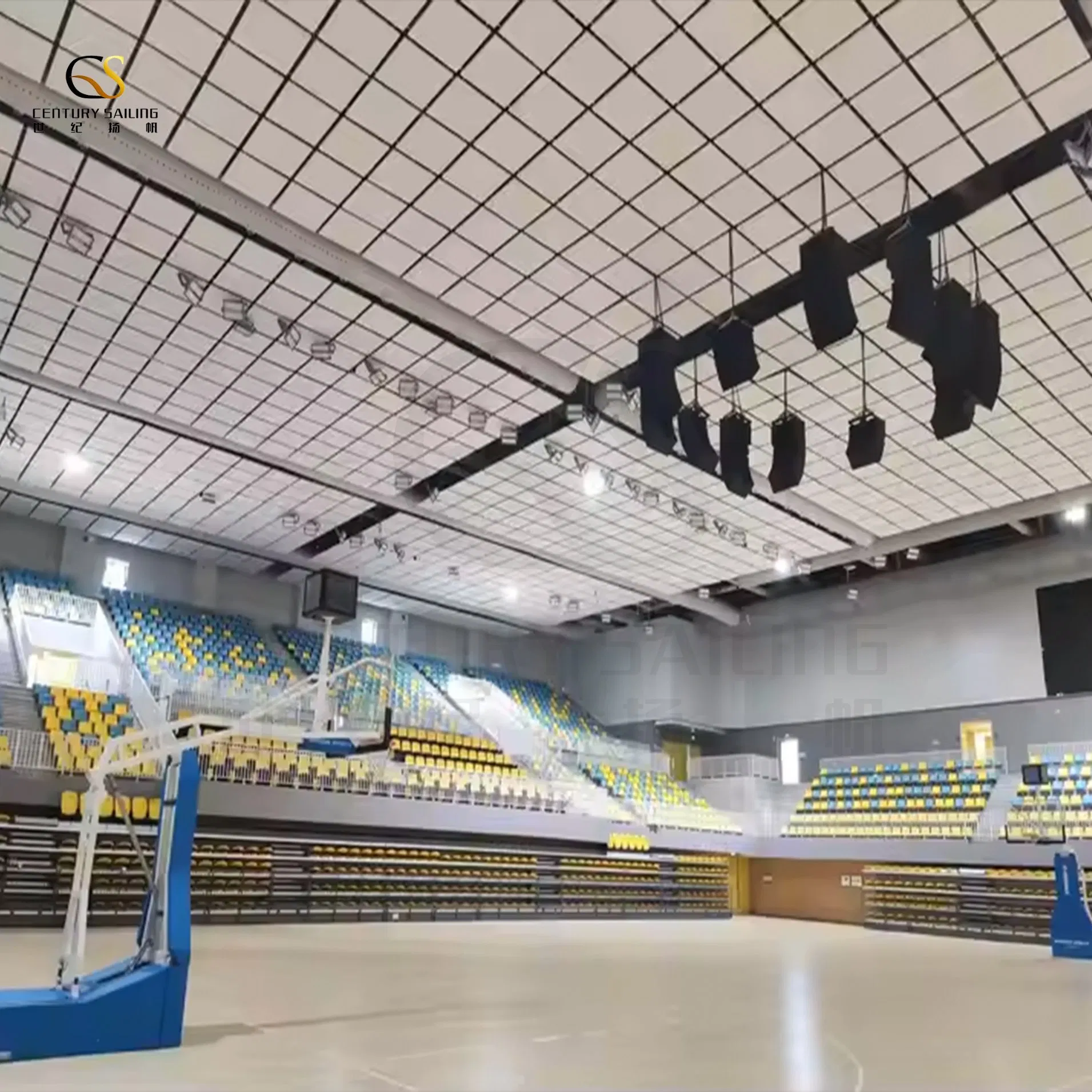 Suspended Hanging Wave Curved Acoustic Solutions Glass Wool Ceiling Tiles