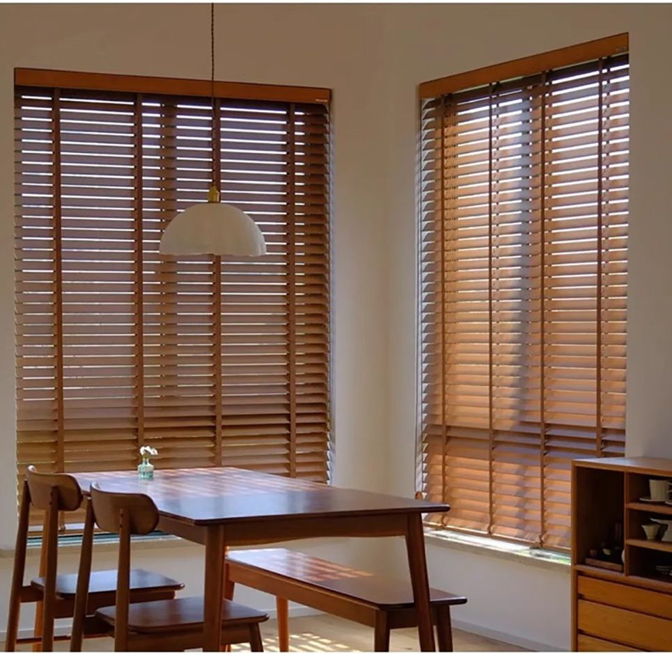 Eco-Friendly Custom Width Venetian Wooden Blinds Home Elegant Decorated Window Blinds