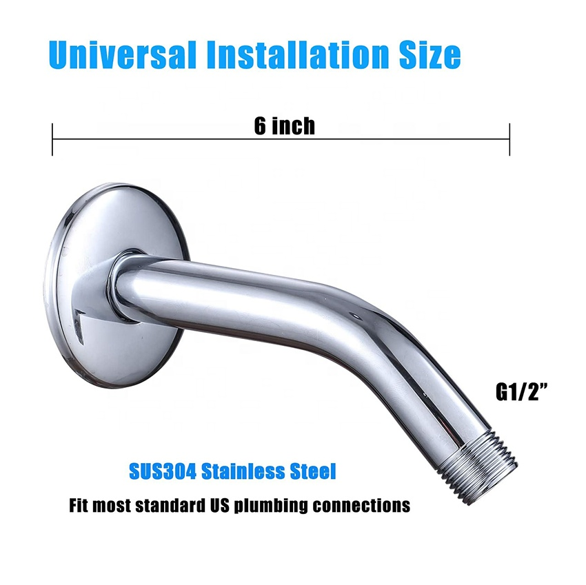 High Quality Bathroom 6 Inch Round Wall Mount Stainless Steel Polished Chrome Ss Shower Arm