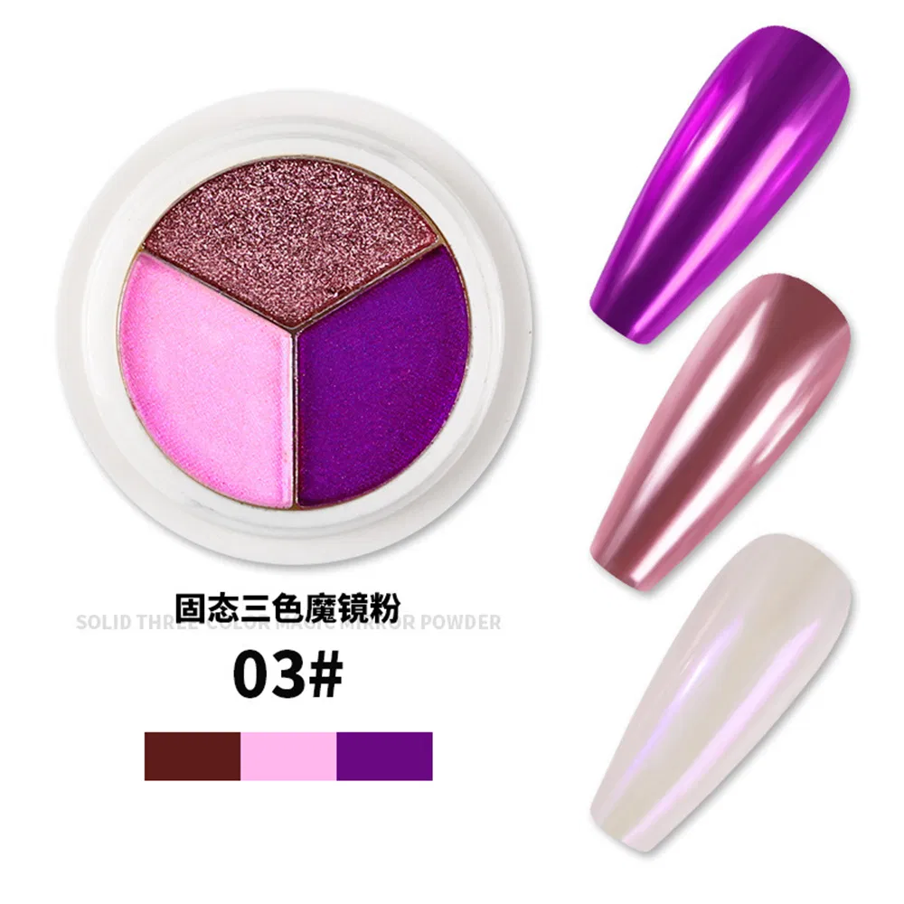 Solid Three-Color Chrome-Plated Holographic Mirror Effect Aurora Powder Nail Decoration Magic Mirror Powder