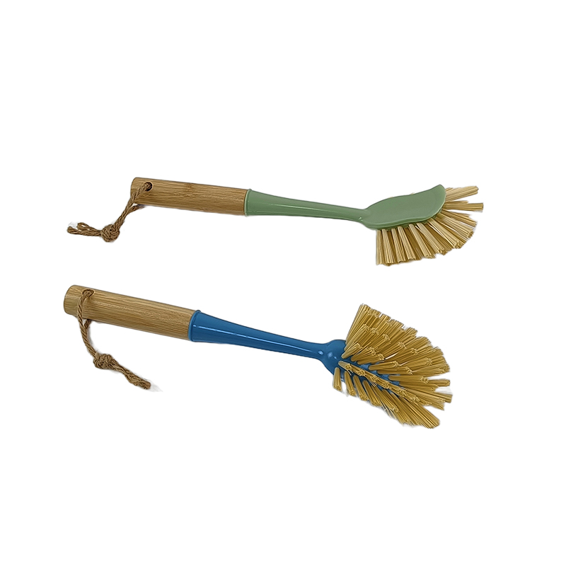 Eco-Friendly Bamboo Handle Kitchen Dish Brush with Hanging Loop - Non-Scratch Scrub Brush for Pots/Pans/Sink