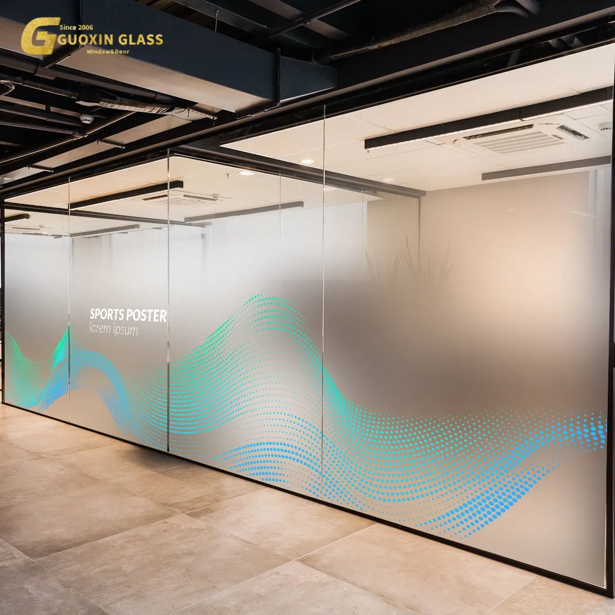 Customizable Frosted Glass Partition Wall for Modern Spaces