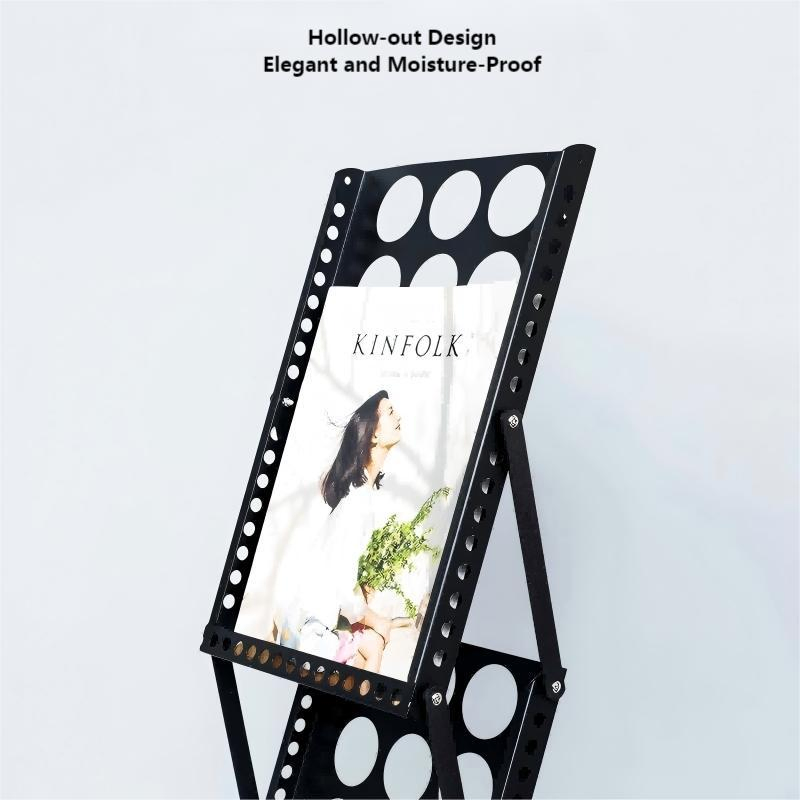 Customizable Iron Telescopic Folding Display Stand for Propaganda Newspapers and Magazines