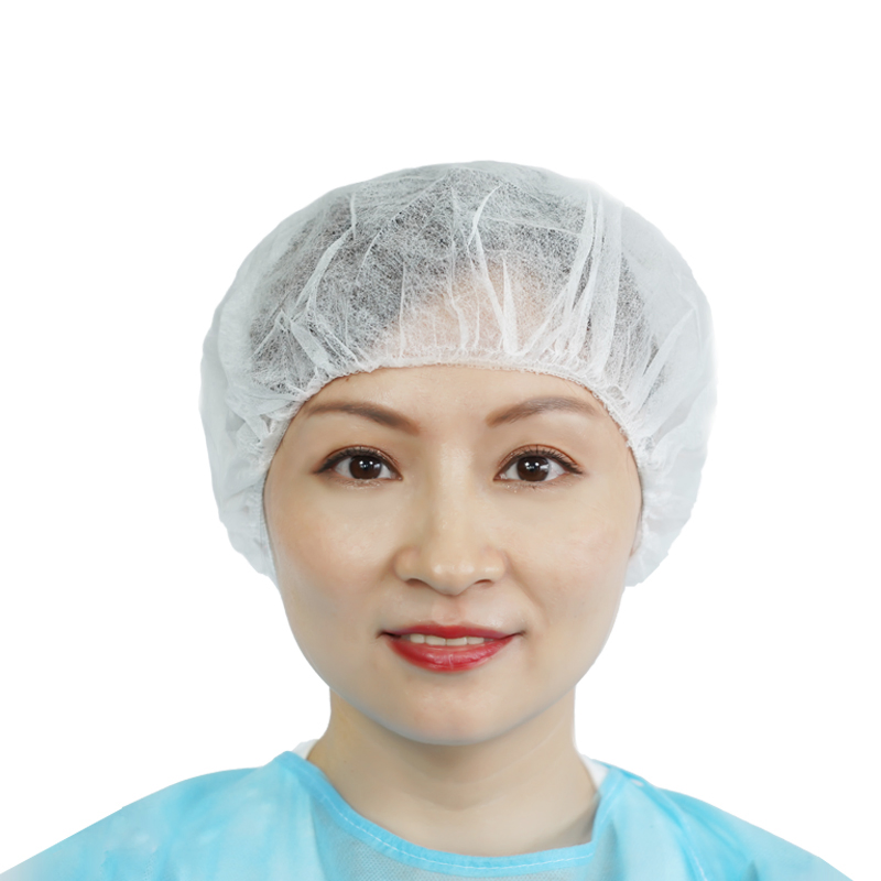 White Color Single Use Disposable Non Woven Working Hat Bouffant Cap
