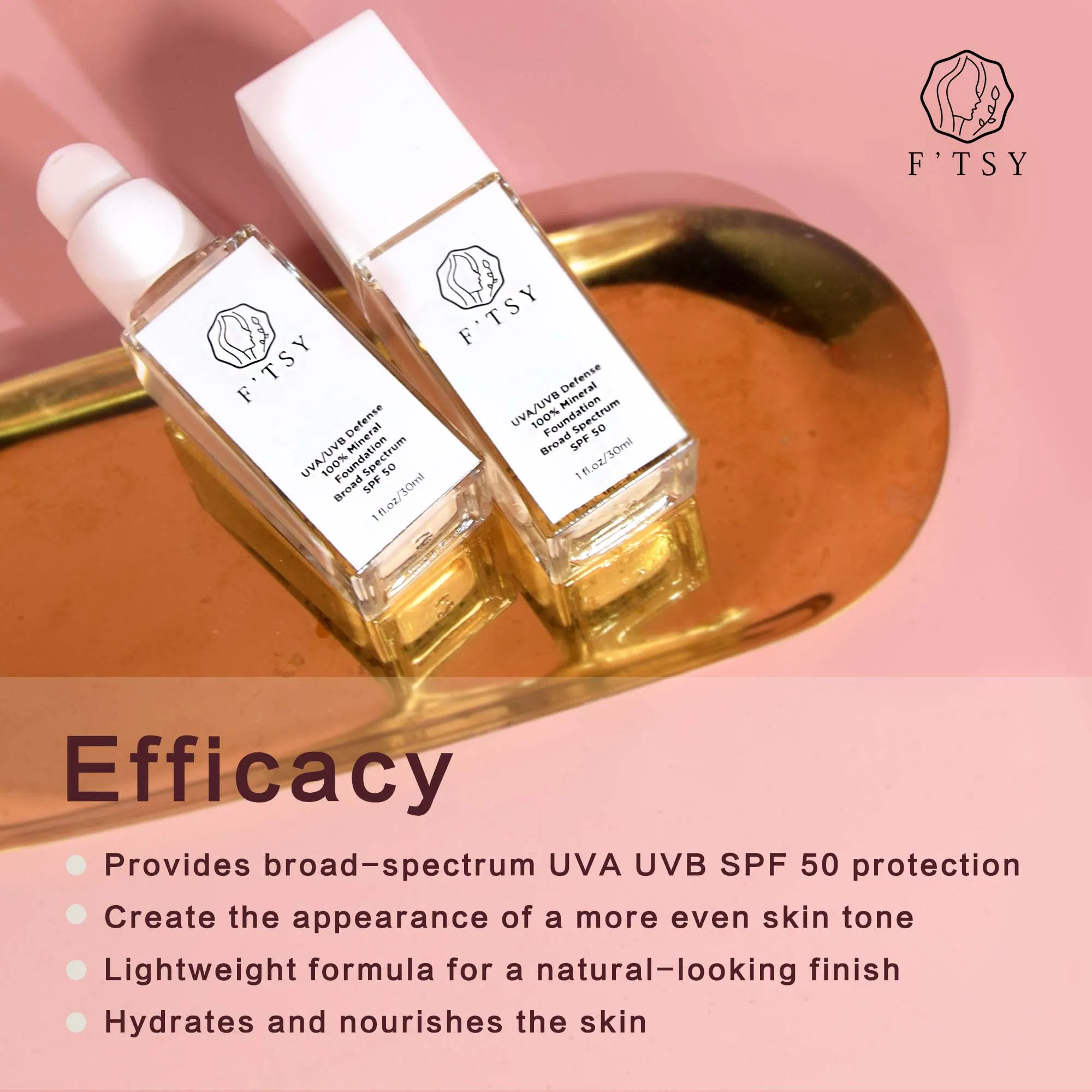 Factory Price Skin Care Porducts Cosmetic Mineral SPF50 Sunscreen Foundation