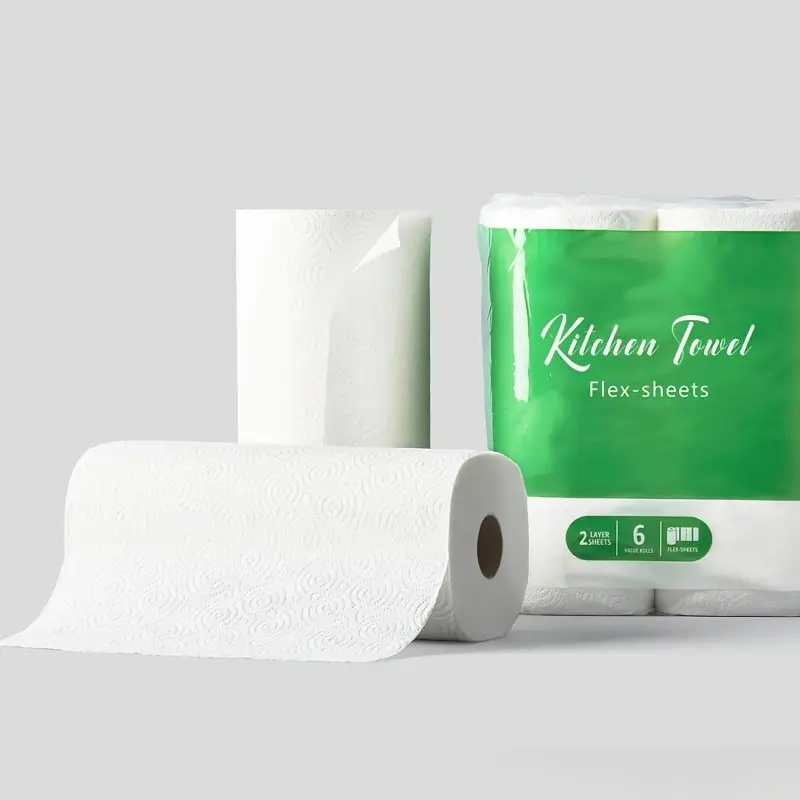 Tad Ultra-Absorbent 2-Ply Kitchen Paper Tissue Rolls - 6 Pack