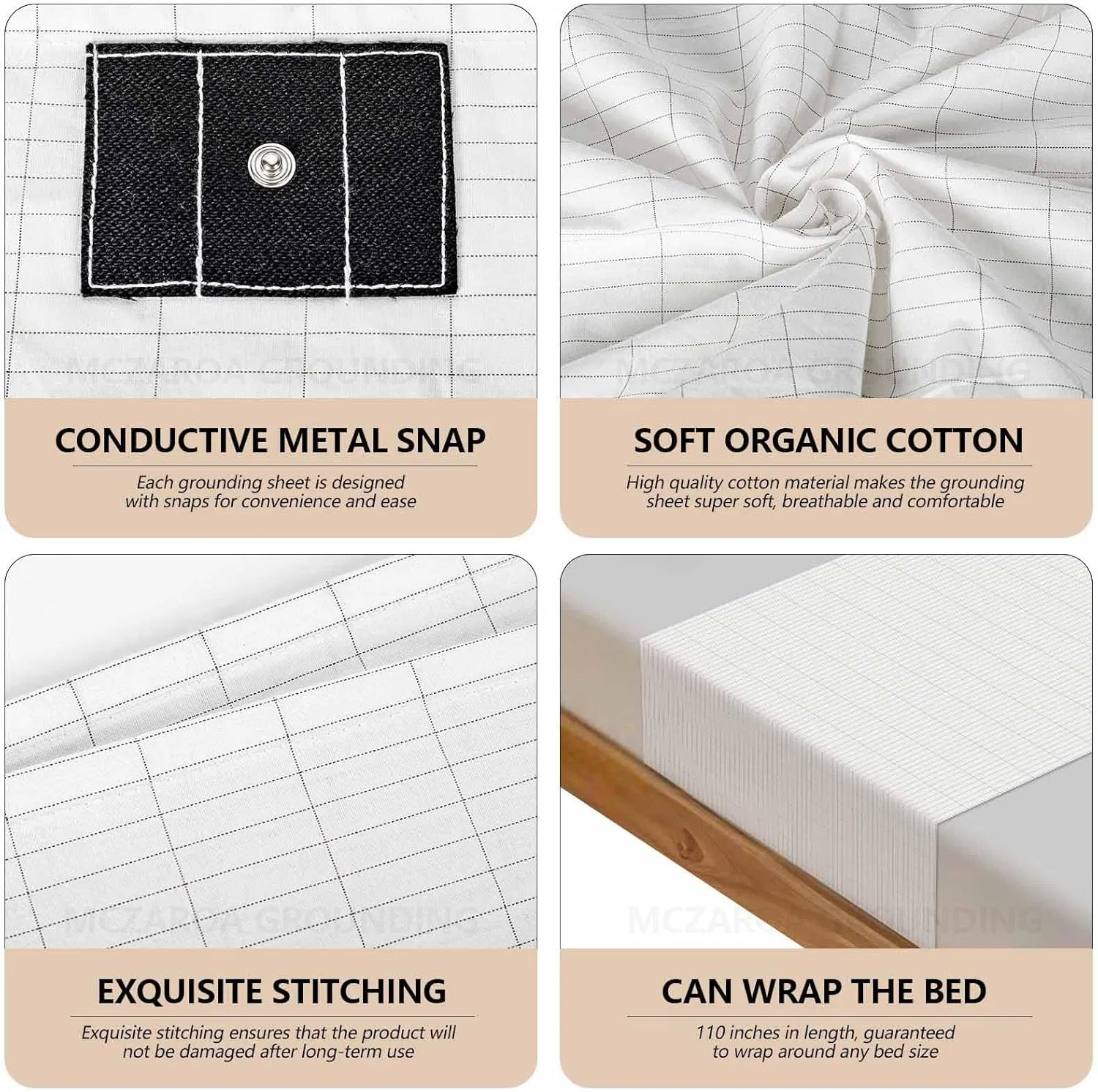 Grounding Sheets – Grounding Mat for Bed, 10% Silver Fiber Grounded Fitted Bed Earth Sheets