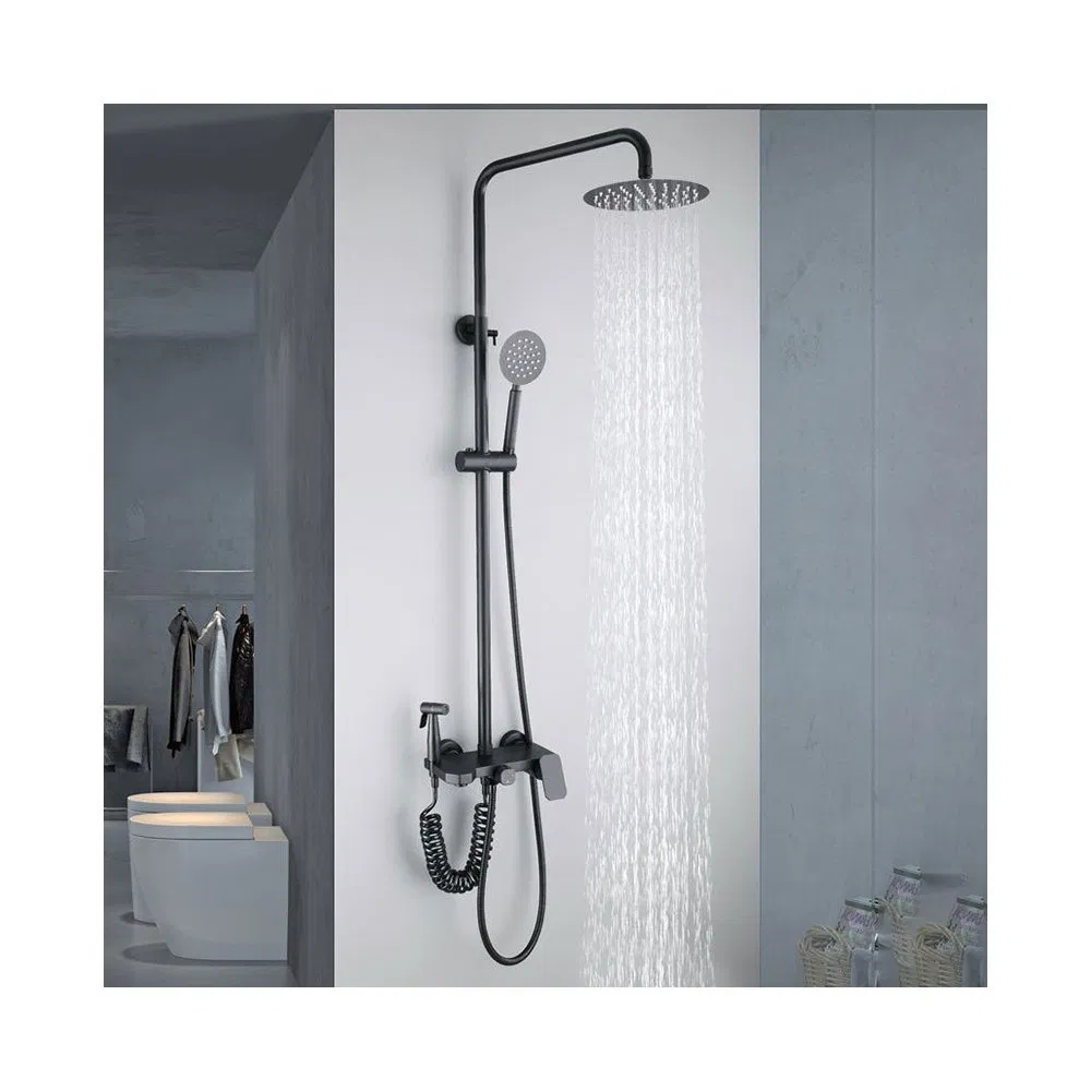 Sleek Stainless Steel Shower Faucet with Adjustable Flow Control