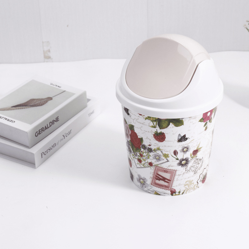Living Room Bathroom Kitchen Trash Can with Lid Floral Print