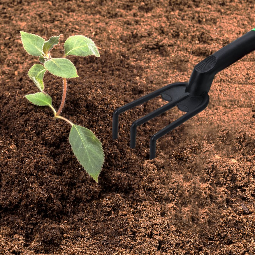 Plastic Gardening Tool Mini Manual Garden Rake 3-Tooth Rake for Soil Renovating