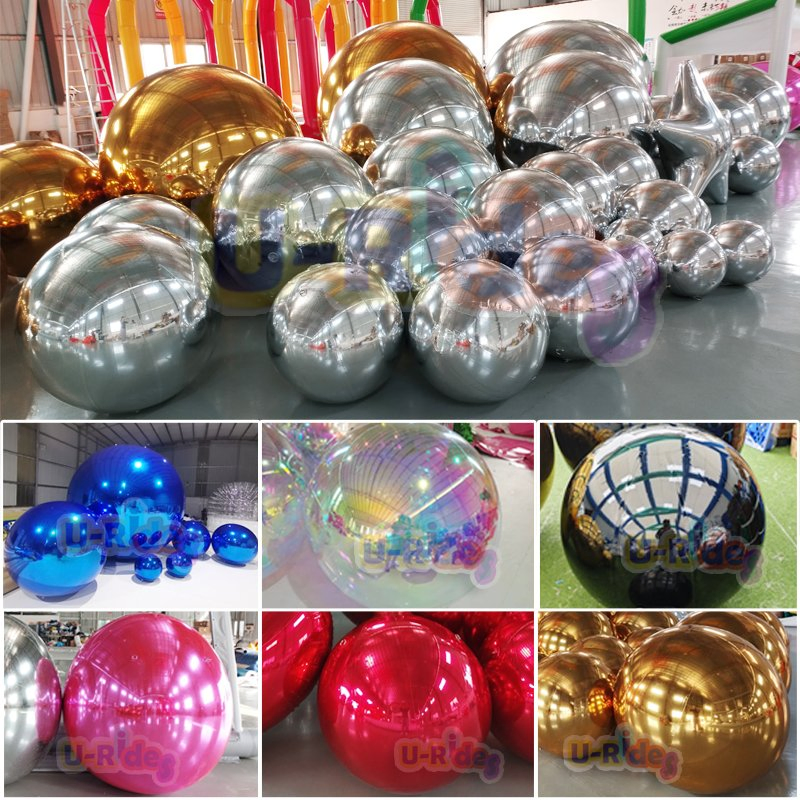 Colorful PVC Inflatable Mirror Chrome Ball Rainbow Balloon Model Event Decoration Inflatable mirror ball For Parties and Weddings
