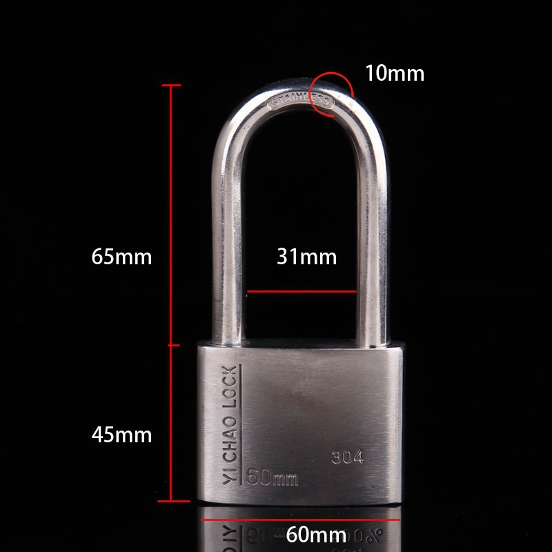 304 Stainless Steel Padlock Long Beam Waterproof Rust and Rust Resistant Locker