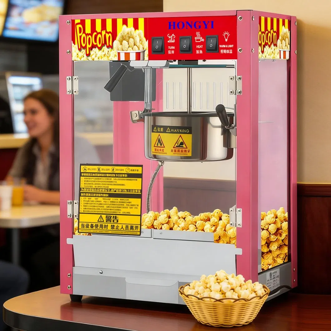 Pink Stainless Steel 8-Ounce Heat-Resistant Acrylic Popcorn Maker with Anti-Drop Design.