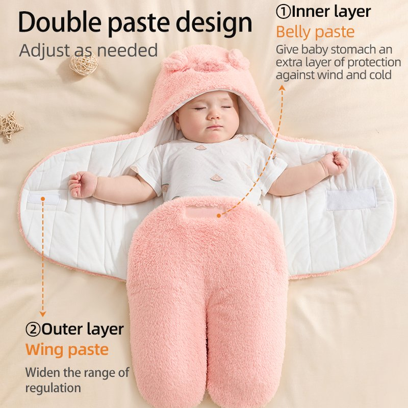 0-6months Baby Sleeping Bag Infant Fluffy Fleece Sleep Sack Infant Wrap Swaddle