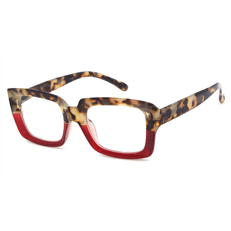 New Rectangular Double Colors Wholesale Plastic Reading Glasses with Flexible Hinge for Unisex