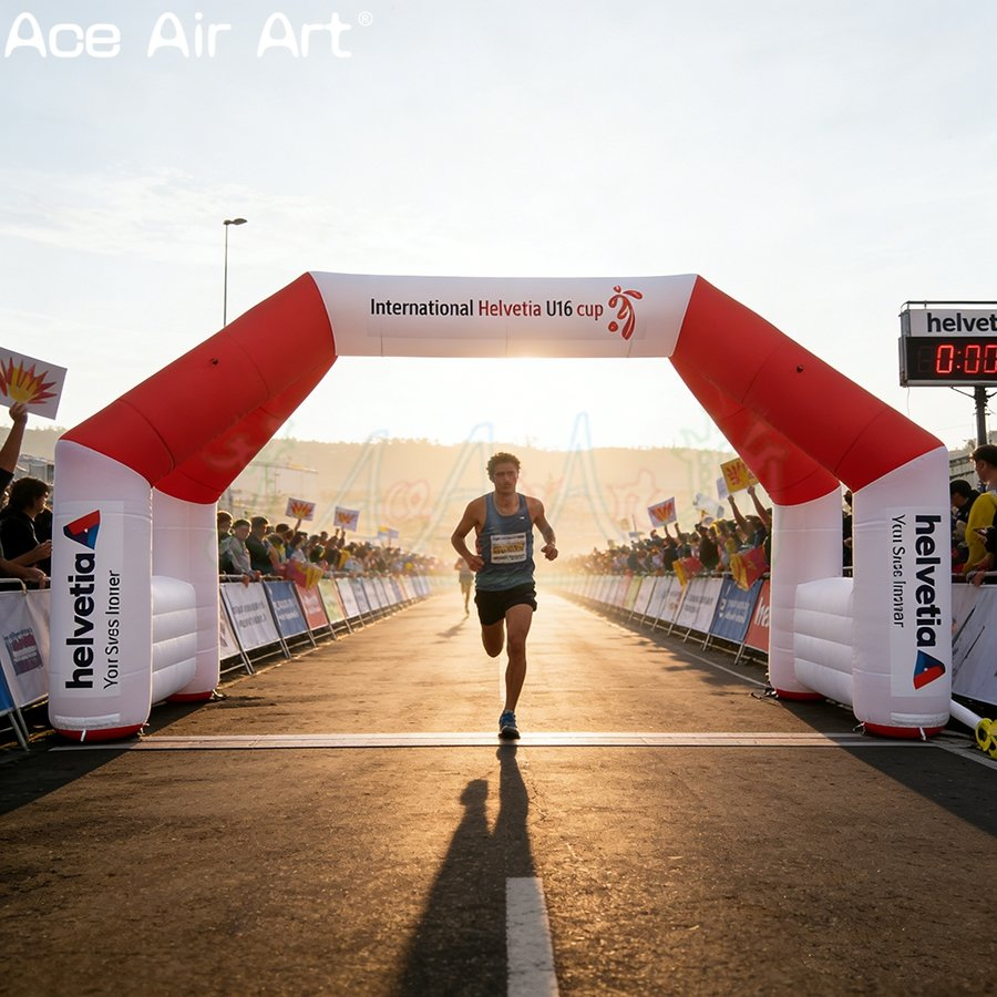Red and White Inflatable Archway Giant 10m Custom Sport Events Inflatable Gate