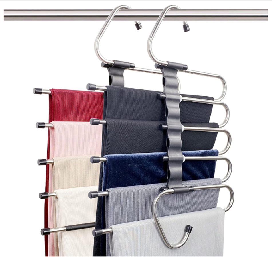 2 Pack Closet Multiple Layers Multifunctional Uses Rack Organizer Hanger for Trousers