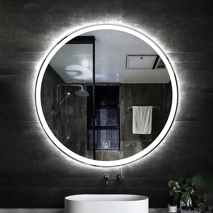 Modern Designe Decoration Metal Frame Bathroom Floor Length LED Mirrors Glass