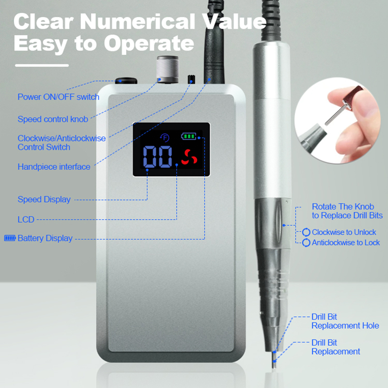2086 at-Ndb-152 with B9 New Mould Brushless Handpiece Nail Drill