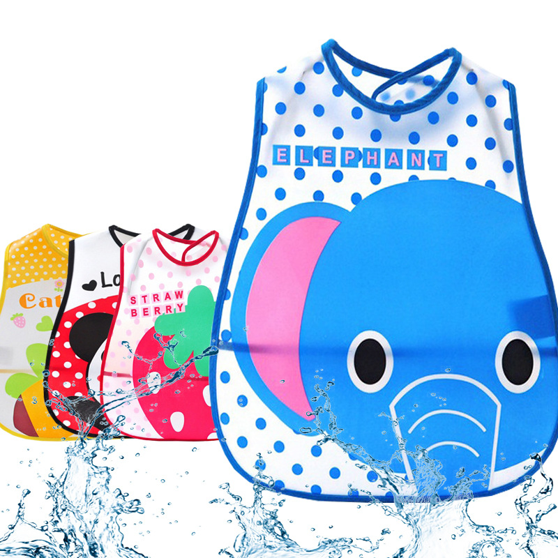OEM Factory Eco-Friendly Waterproof Washable Reusable Durable Sleeveless PEVA Baby Bibs