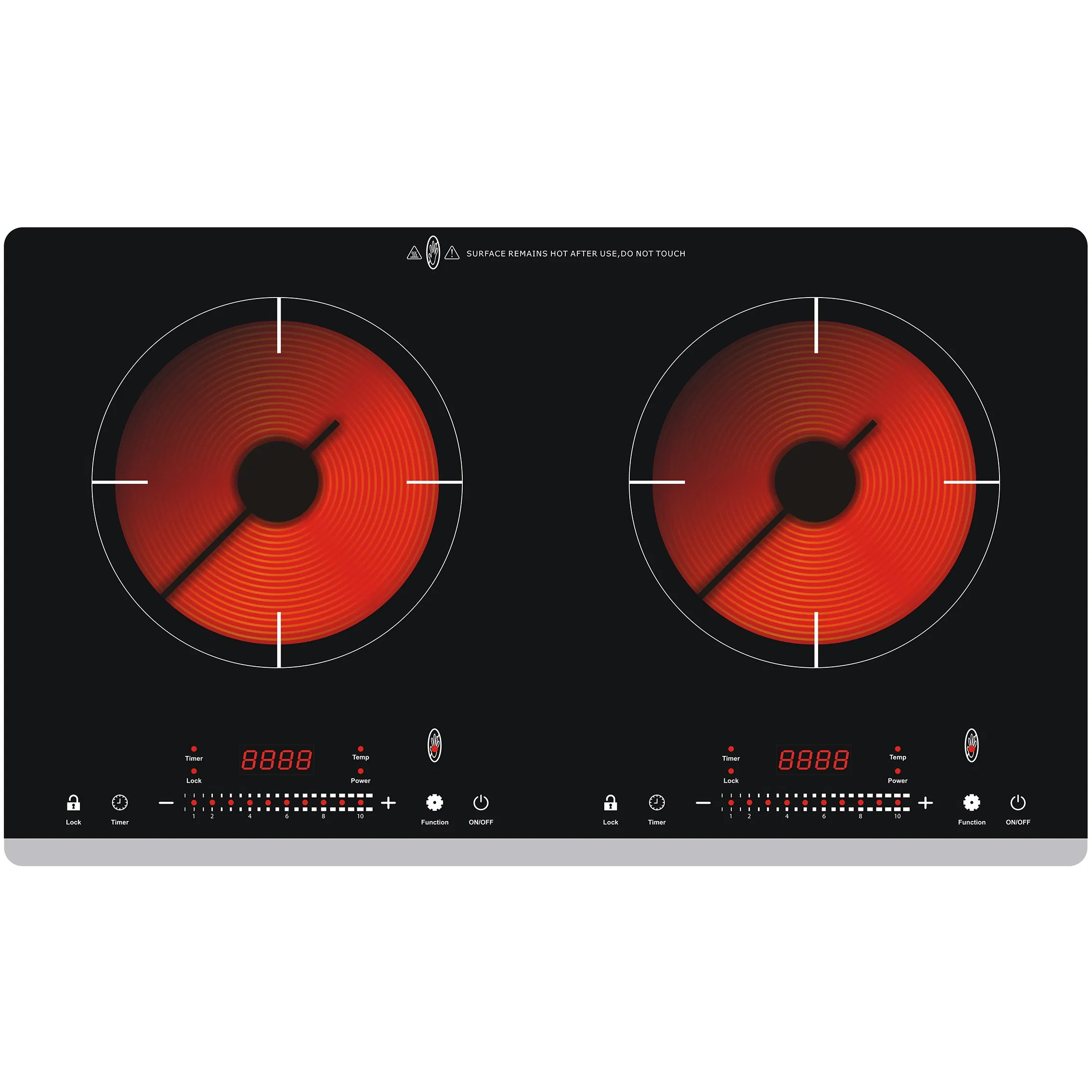 Two Burners Infrared Cooker with Hidden Handle Design 3500W High Quality Big Power Sensor Touch and Slider Control