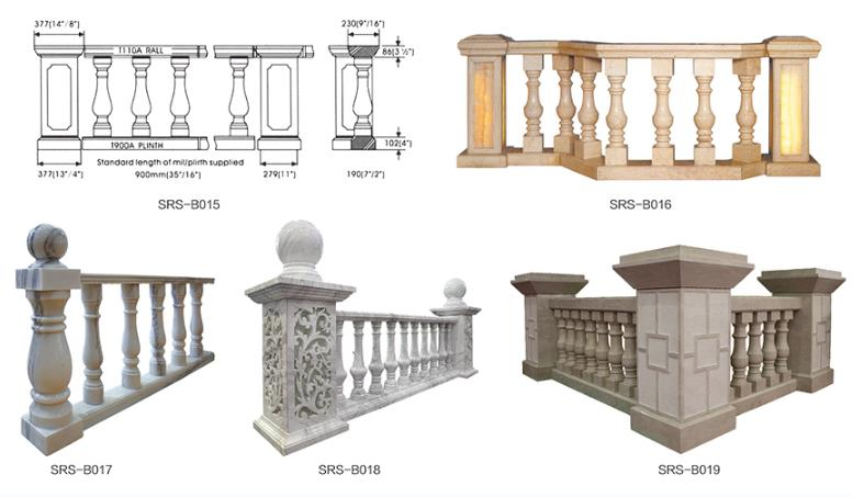 Wholesale Natural Stone Grey/White/Red/Black/Brown/Green/Blue Construction Materials Marble Granite Baluster