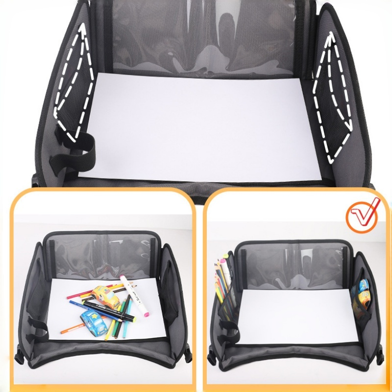 Car Seat Tray for Kids Travel, Car Trays for Kids Roadtrip Essentials, Carseat Table Tray for Kids Road Trip Activities - Toddler Lap Desk Organizer for Airplan