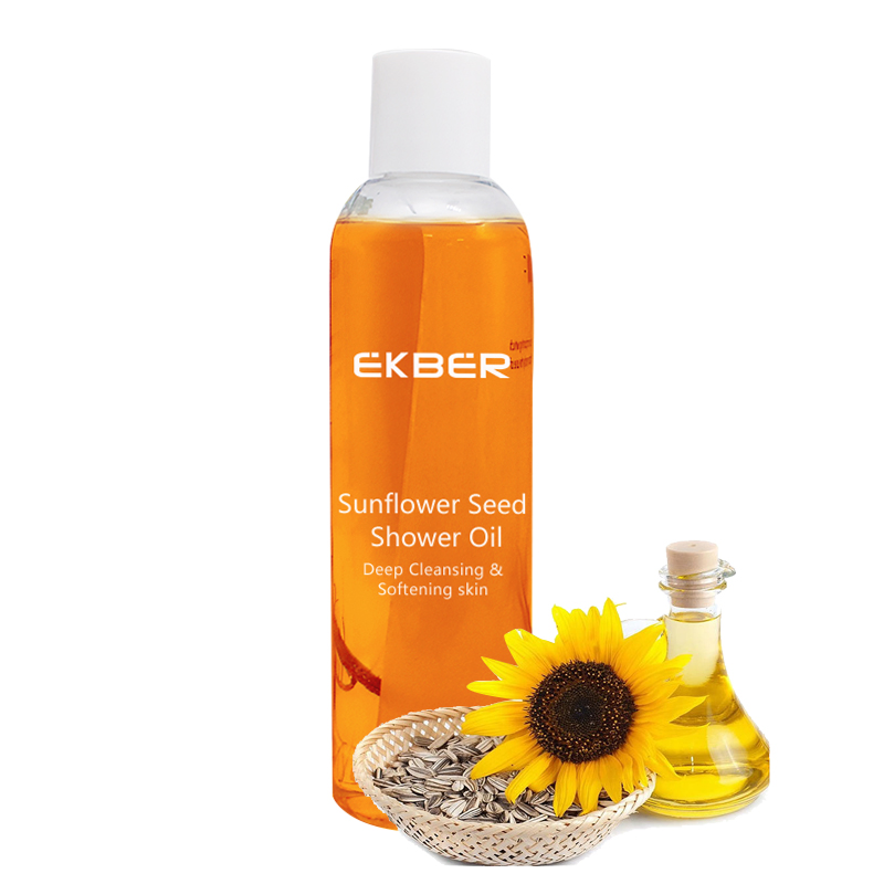 Private Label Organic Sunflower Seed Shower Oil Smooth Moisturizing Cleansing Body Shower Oil Shower Gel
