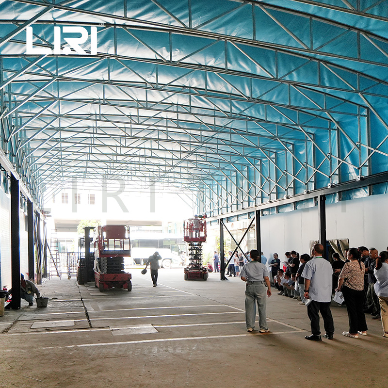 Waterproof Strong Frame Sunshade Workshop Electric Sliding Canopy Warehouse Tent