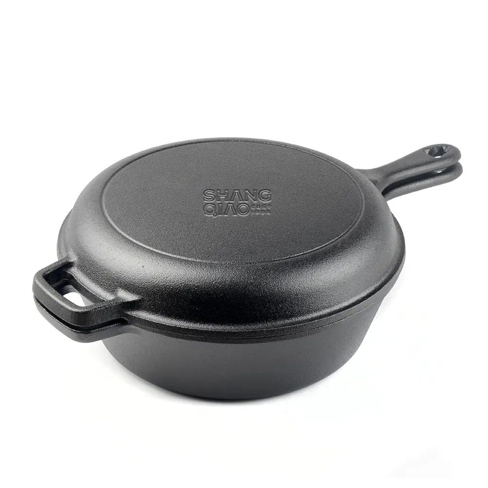 Home Cooking Cast Iron Bread Dutch Oven 2in1 Combo Cooker Skillet Lid Cast Iron Bread Pan Oven