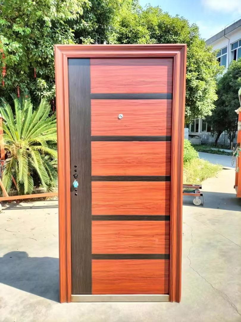 Modern Exterior Main Gate Door Designs Front Iron Entry Doors Two Color Security Steel Door for House