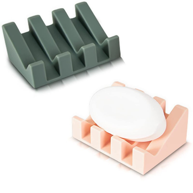 Soap Dish Holder Storage Portable Silicone Soap Tray with Drain Ez29685