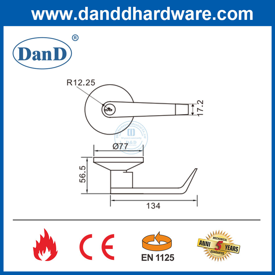 CE Stainless Steel Fire Rated Lever Trim with Lock for Panic Bar